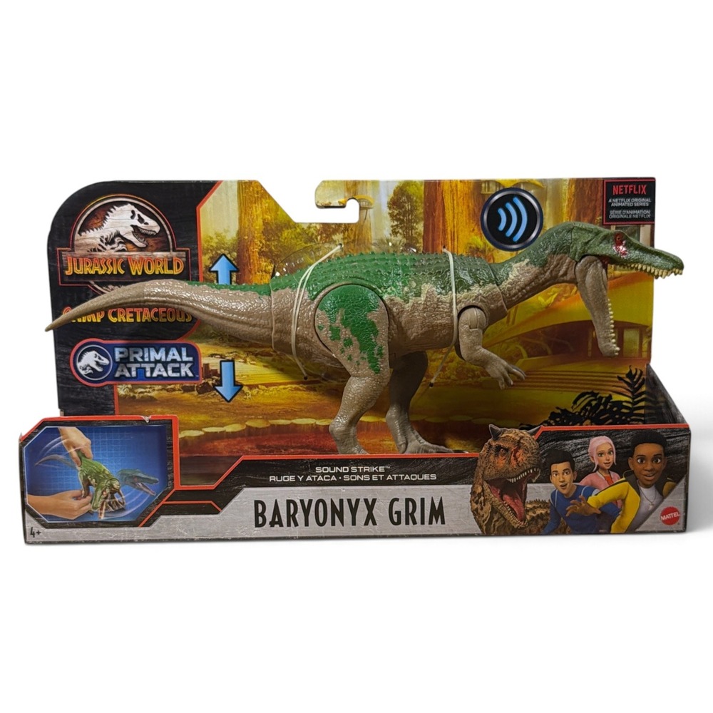 Jurassic World Baryonyx Grim Dinosaur Mattel Primal Attack Camp Cretaceous NIB